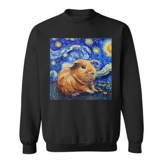 Guinea Pig Van Gogh Style Starry Night Graphic Sweatshirt - Seseable
