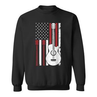 Guitar Player American Us Flag Guitarist Musician Band Sweatshirt - Seseable