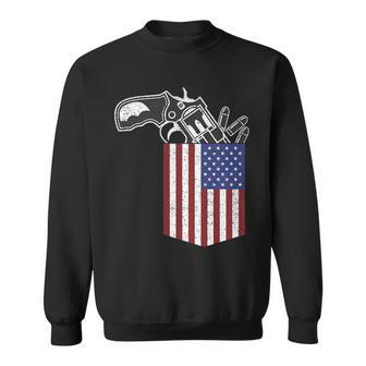 Gun In American Flag Pocket Patriotic 4Th Of July Sweatshirt - Monsterry