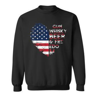Gun Whisky Beerss & Freedom American Flag T Sweatshirt - Monsterry UK