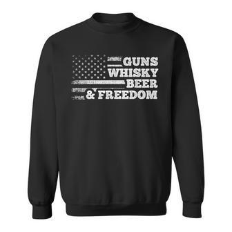 Guns Whisky Beer And Freedom American Flag Drinking Sweatshirt - Monsterry AU