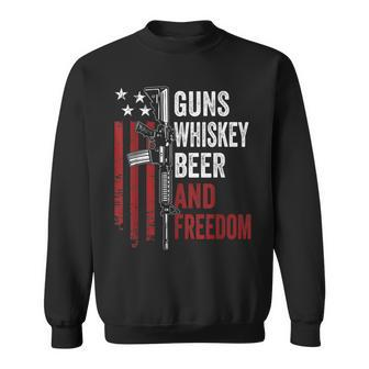 Guns Whisky Beer And Freedom Drinking Ar15 Gun Sweatshirt - Monsterry