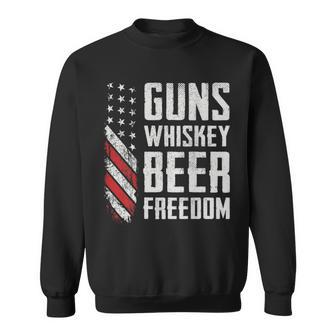 Guns Whisky Beer Freedom Pro Guns Drinking On Back Sweatshirt - Monsterry