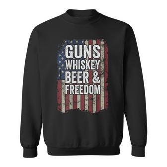 Guns Whisky Beer And Freedom Pro Gun Usa On Back Sweatshirt - Monsterry