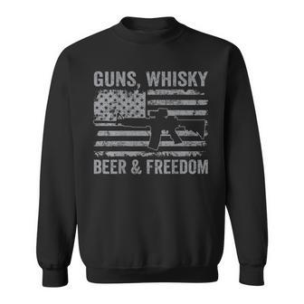 Guns Whisky Beer And Freedom Usa Drinker On Back Sweatshirt - Monsterry