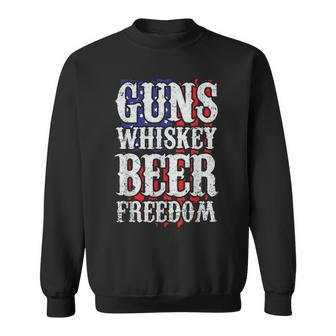 Guns Whisky Beer And Freedom Us Flag Sweatshirt - Monsterry