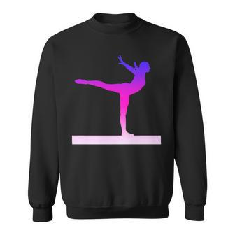Gymnastics Balance Beam Pink And Purple Watercolor Sweatshirt - Monsterry