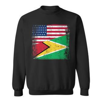 Half Guyanese Flag Vintage Guyana Usa Sweatshirt - Seseable