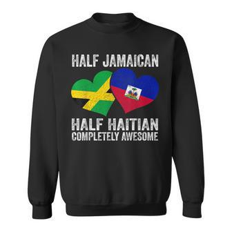 Half Jamaican Half Haitian Completely Awesome Heart Flag Sweatshirt - Monsterry