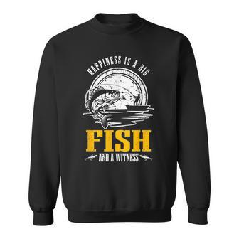 Happiness Is A Big Fish And A Witness Fisherman Fishing Sweatshirt - Monsterry AU