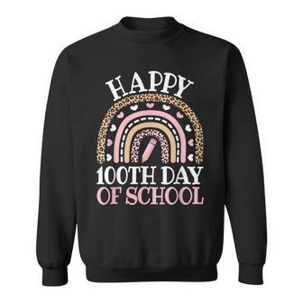 Happy 100Th Day Of School 100 Days Leopard Rainbow Sweatshirt - Monsterry CA