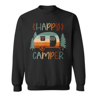 Happy Camper Vintage Distressed Matching Cute Camping Sweatshirt - Monsterry