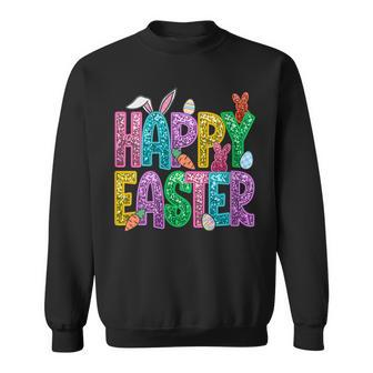 Happy Easter Bling Bling Sayings Egg Bunny Sweatshirt - Seseable