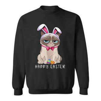 Happy Easter Bunny Pajama Dress Cat Grumpy Rabbit Ears Sweatshirt - Seseable