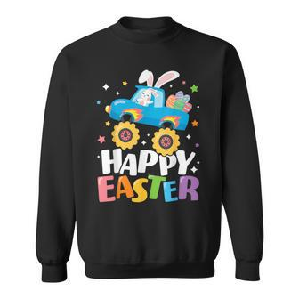 Happy Easter Monster Truck Bunny Easter Eggs Boys Toddler Sweatshirt - Seseable