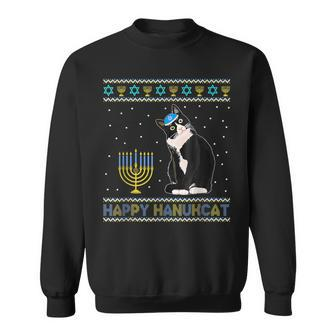 Happy Hanukcat Ugly Hanukkah Costume Cat Chanukah Jewish Sweatshirt | Mazezy DE