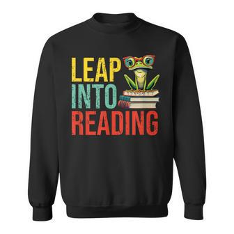 Happy Leap Day Teacher Leap Into Reading Leap Day 2024 Sweatshirt - Seseable
