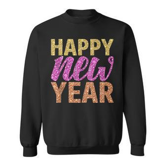 Happy New Year 2022 Sparkling Letters New Years Eve Sweatshirt - Thegiftio UK