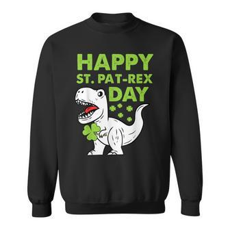 Happy St Pat T-Rex Day Dinosaur St Patrick's Day Boys Girls Sweatshirt - Monsterry