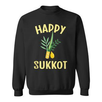 Happy Sukkot The Four Species Lulav Etrog Jewish Israeli Sweatshirt - Monsterry