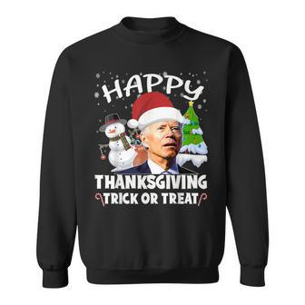 Happy Thanksgiving Trick Or Treat Joe Biden Santa Christmas Sweatshirt | Mazezy AU