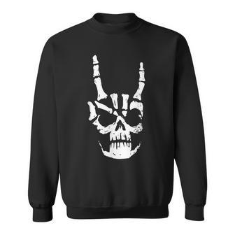 Hard Rock Skull Horn Hands Heavy Metal Gothic Sweatshirt - Seseable