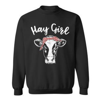 Hay Girl Farmer Cattle Cow Lovers Sweatshirt | Mazezy