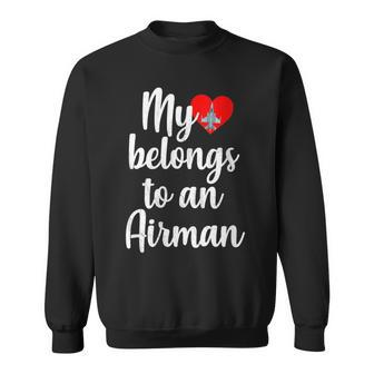 My Heart Belong To An Airman Jet Plane Pilot Sweatshirt - Monsterry