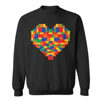 Heart Valentines Day Master Builder Block Brick Building Sweatshirt | Mazezy