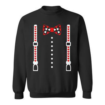 Hearts Bow Tie & Suspenders Valentine's Day Costume Sweatshirt - Monsterry DE