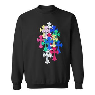 Hearts Multicolor Cross Cemetery Sweatshirt - Monsterry CA