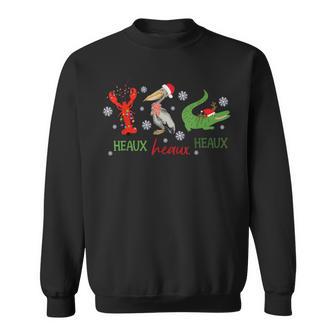 Heaux Heaux Heaux Cajun Christmas Crawfish Pelican Alligator Sweatshirt - Monsterry