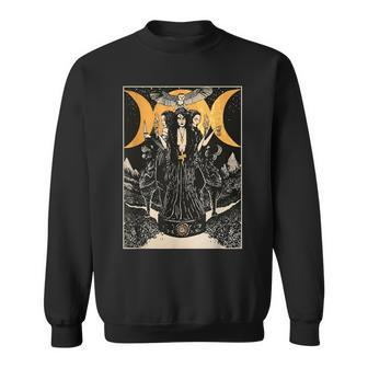 Hecate Triple Moon Goddess Wiccan Wicca Pagan Witch Sweatshirt - Seseable