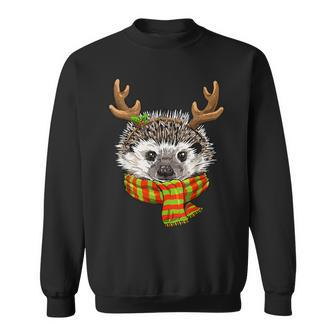 Hedgehog Christmas Reindeer Antlers Xmas Sweatshirt - Monsterry