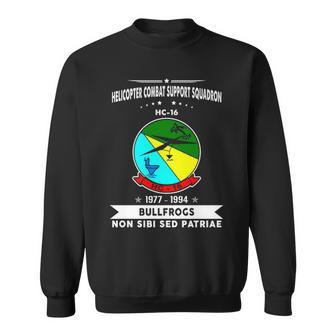 Helicopter Combat Support Squadron 16 Hc 16 Helsuppron 16 Bullfrogs Sweatshirt | Mazezy
