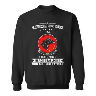 Helicopter Combat Support Squadron 4 Hc 4 Helsuppron 4 Black Stallions Sweatshirt | Mazezy