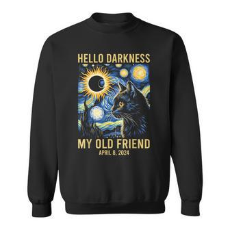 Hello Darkness Cat Total Solar Eclipse April 8 2024 Sweatshirt - Monsterry UK