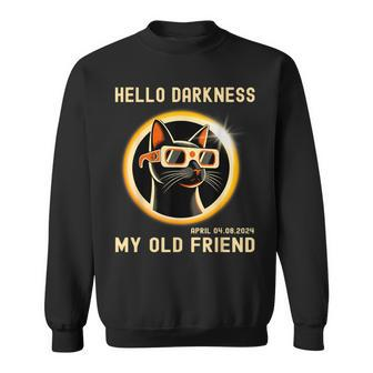 Hello Darkness My Old Friend Cat Solar Eclipse 08 April 2024 Sweatshirt | Mazezy