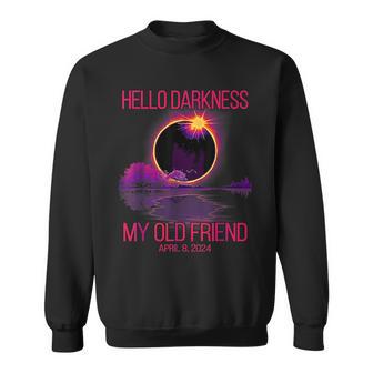 Hello Darkness My Old Friend Pink Solar Eclipse April Sweatshirt - Seseable