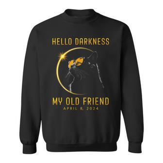 Hello Darkness My Old Friend Solar Eclipse 2024 Cat Lovers Sweatshirt | Mazezy