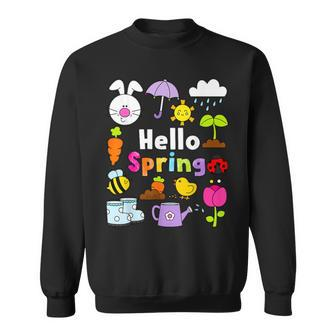 Hello Spring And Easter Day 2024 Bunny Hello Spring Toddler Sweatshirt - Seseable