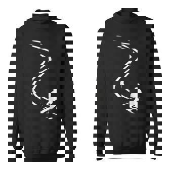 Herren Skifahrer Silhouette Sweatshirt Schwarz, Ski Motiv Tee - Seseable