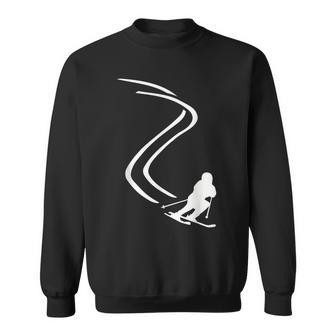 Herren Skifahrer Silhouette Sweatshirt Schwarz, Ski Motiv Tee - Seseable