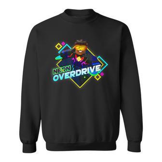 Herren-Sweatshirt Schwarz, Neon Overdrive Grafik, Retro-Gamer-Design - Seseable