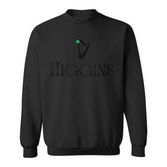 Higgins Surname Irish Family Name Heraldic Celtic Harp Sweatshirt - Seseable