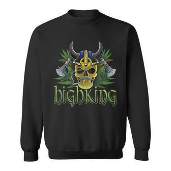 High King Skull Cannabis Smoker Marijuana Smoking Viking Sweatshirt - Monsterry