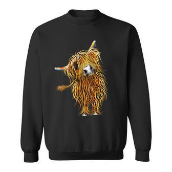 Highland Cow Print Animal Print ' Coooweee ' Sweatshirt - Thegiftio UK