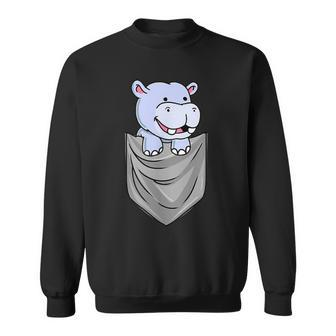 Hippo In Pocket Hippopotamus Sweatshirt - Monsterry