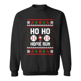 Ho Ho Home Run Baseball Santa Claus Ugly Christmas Sweatshirt - Thegiftio UK
