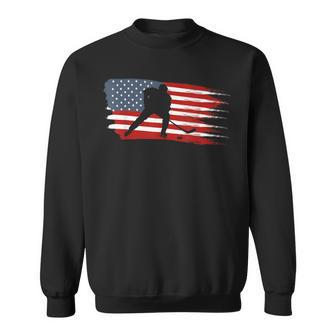 Hockey Usa Flag American Flag Patriotic Ice Hockey Sweatshirt - Monsterry